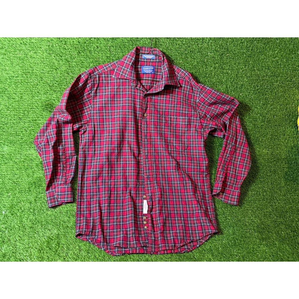 Pendleton Wool Plaid Button Down Shirt Men's Med Authentic Royal Stewart Tartan